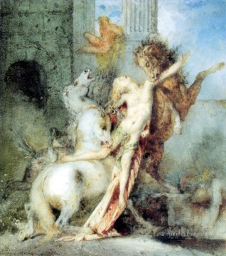 Diomedes devorado por sus caballos Simbolismo Gustave Moreau acuarela Pinturas al óleo